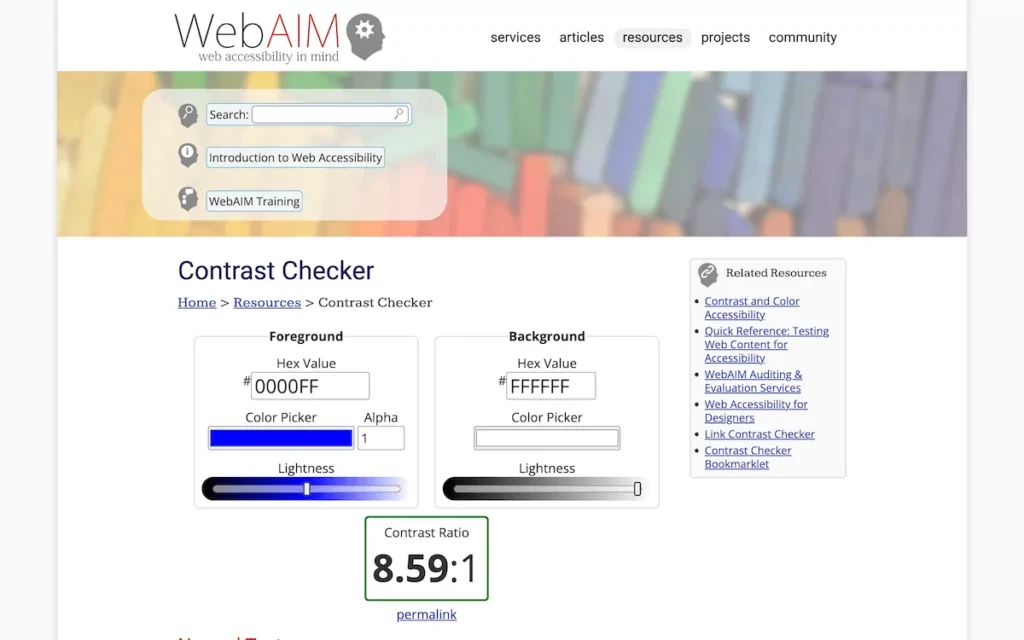 WebAIM 的对比度检查工具。