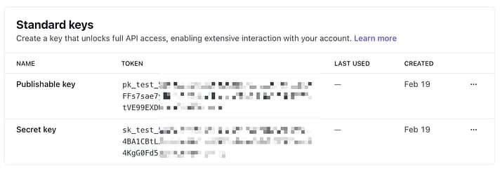 Stripe API 密钥