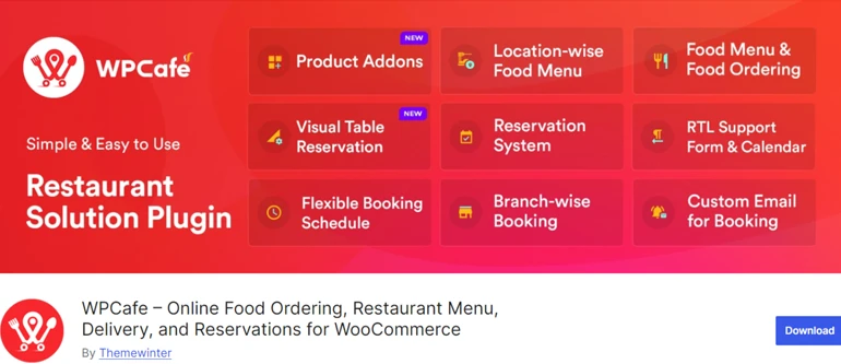 WPCafe - WooCommerceWorPress 插件餐厅预订