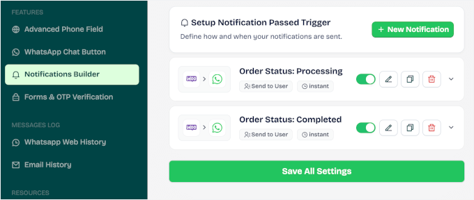 Wawp 中的 WhatsApp 订单通知