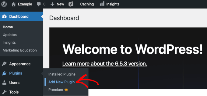 WordPress 管理区域中插件下的添加新插件子菜单