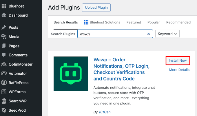 在 WordPress 中安装 Wawp