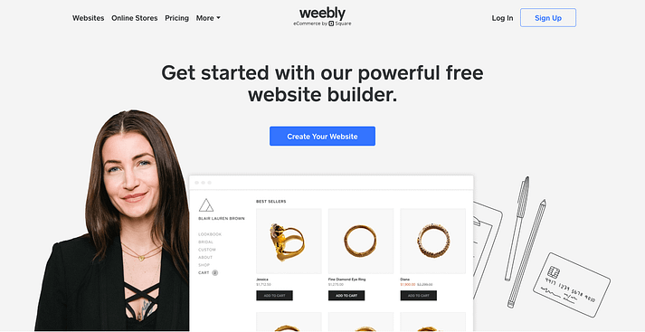 Weebly 的主页。