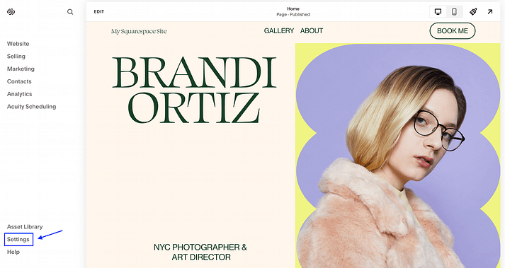 访问 Squarespace 中的设置