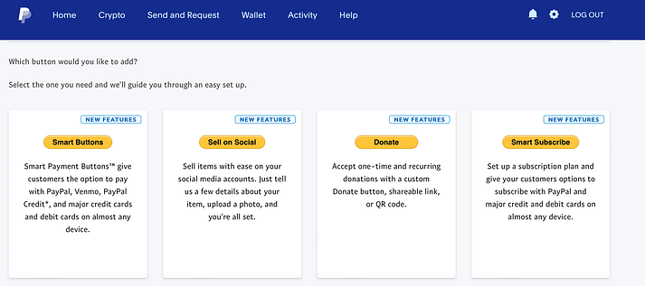 选择 PayPal 按钮类型