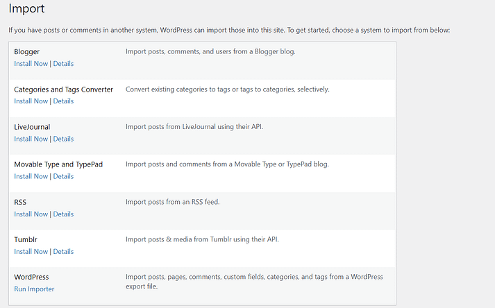 WordPress 导入器