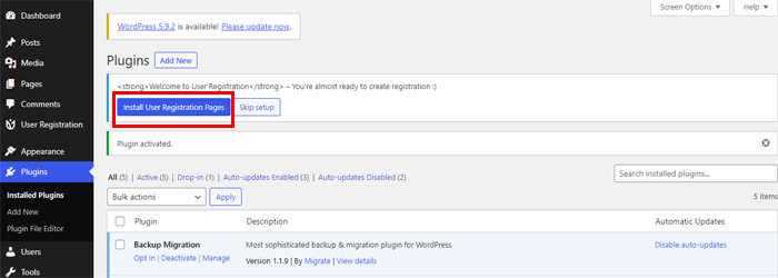 默认表单用户注册