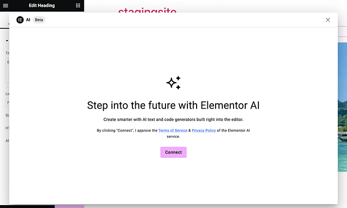 连接到 Elementor AI。