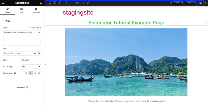 关于响应式设置的 Elementor 教程。