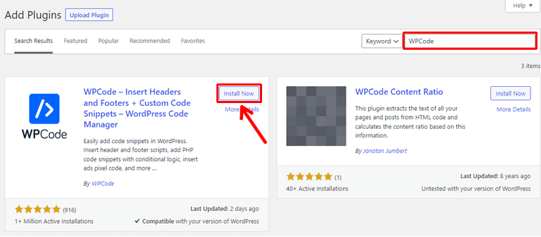 安装 WPCode