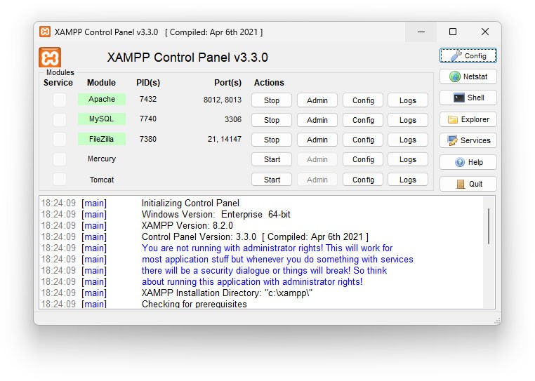 XAMPP 控制面板