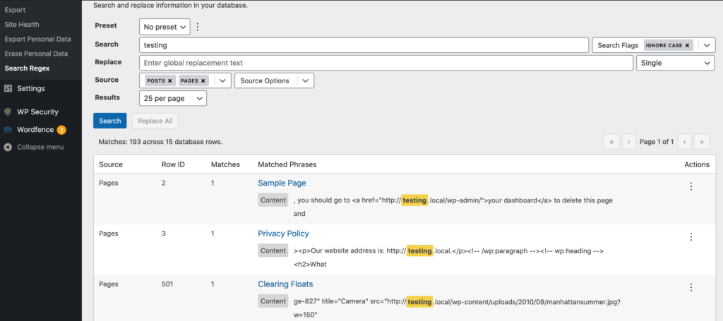 WordPress 数据库搜索和替换工具