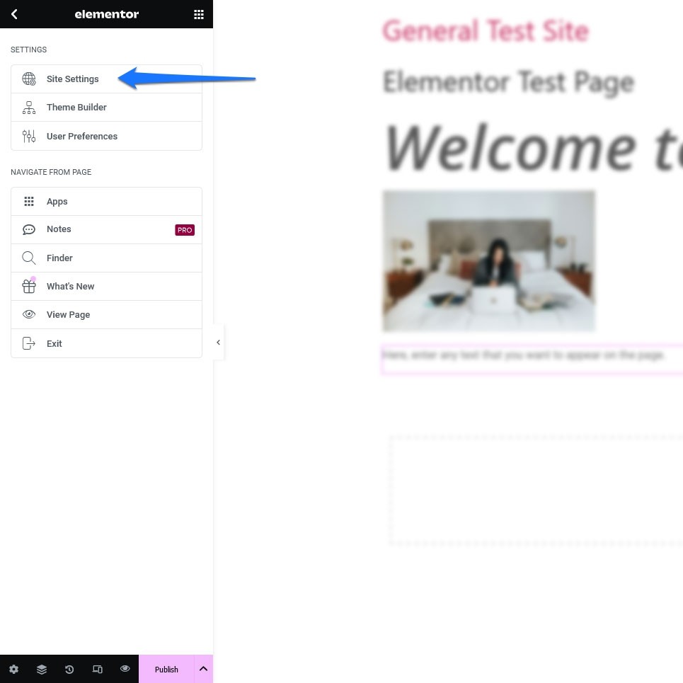 访问 Elementor 全局站点设置