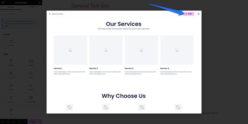插入前预览 Elementor 模板