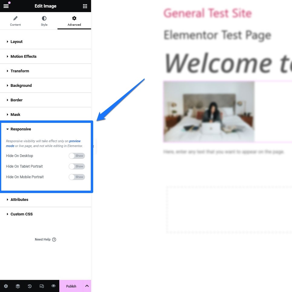 Elementor 中的响应式选项