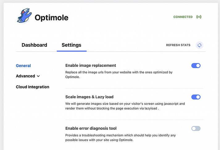 适用于 WordPress 的 Optimole 图像优化插件。