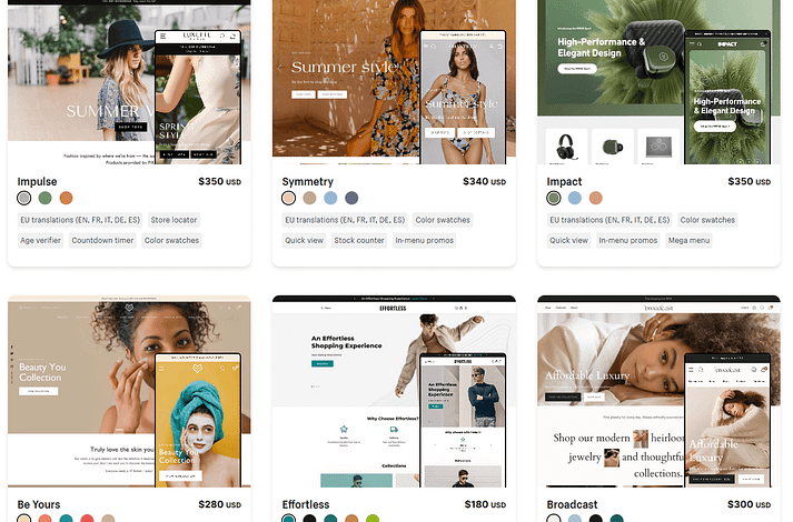 Shopify 高级主题示例，用于 Shopify 与 WooCommerce 的比较。