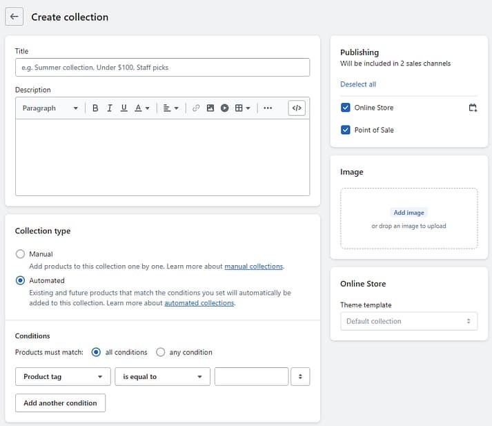 Shopify 收藏设置，用于 Shopify 与 WooCommerce 的比较。