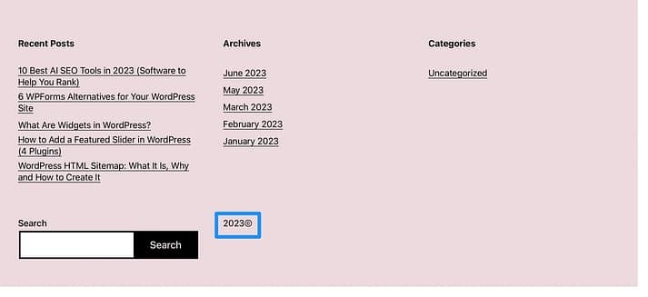 预览你的WordPress版权页脚。