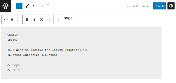 使用代码块来显示HTML代码。