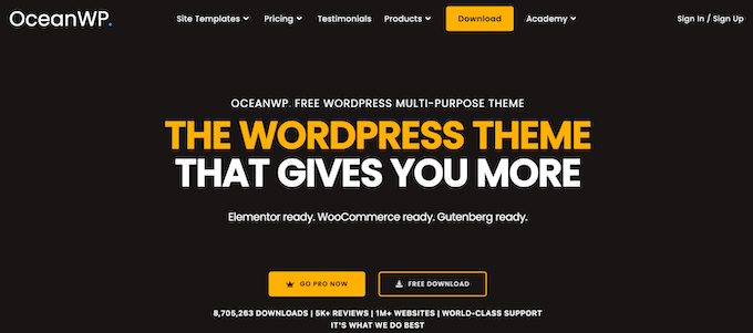 OceaneWP Homepage OceanWP 主页
