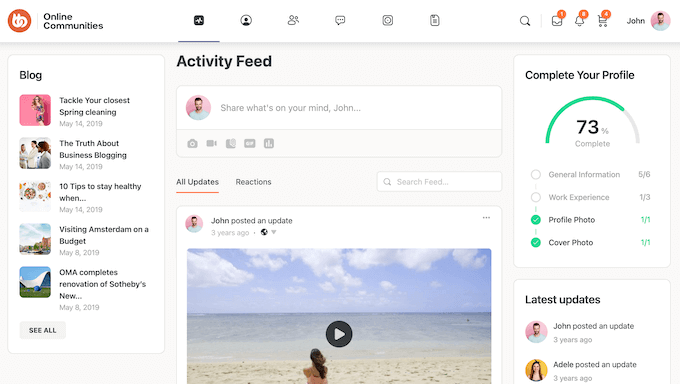 一个社区网站示例，使用 BuddyBoss 创建