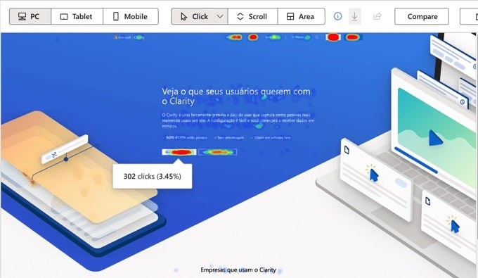 显示用户在网站上互动的热力图