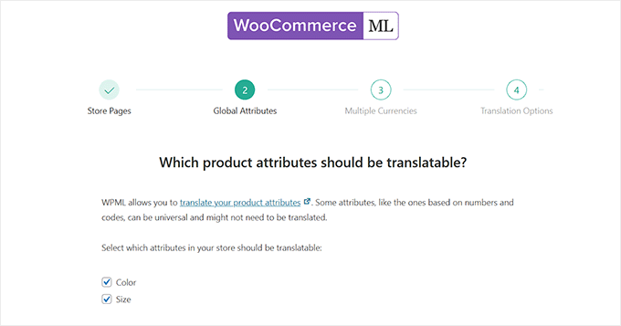 Choose product attributes for translation 选择产品属性进行翻译