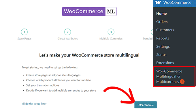 Click Let's Continue button 点击“继续”按钮