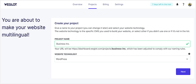 Weglot Project Setup Weglot 项目设置