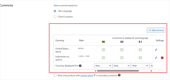 Add multiple currencies 添加多种货币