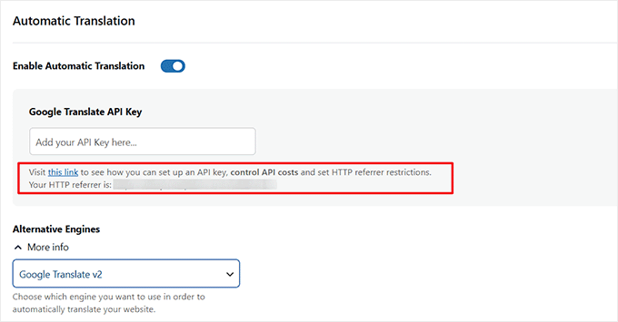 Add Google Translate API key 添加 Google 翻译 API 密钥