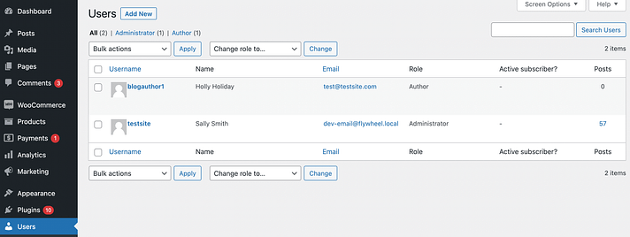 WordPress用户列表。