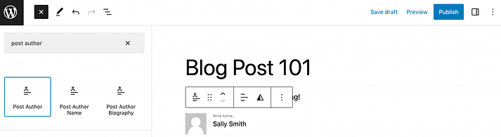 在 WordPress 中寻找 WordPress 文章作者栏。
