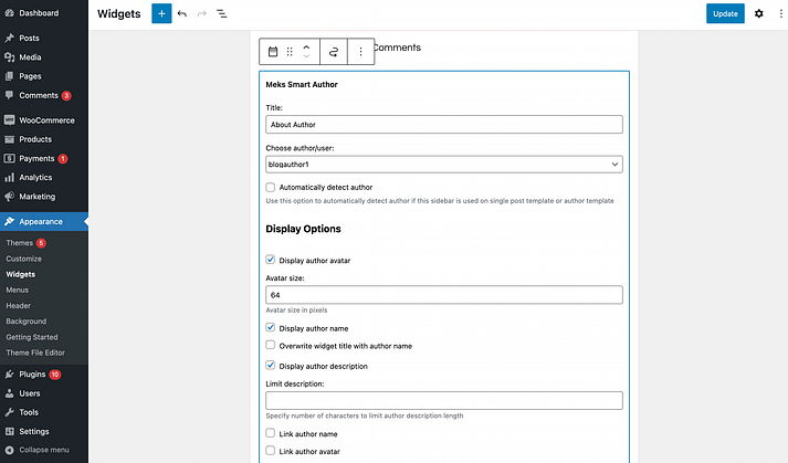 Meks 智能作者框设置。