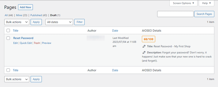 编辑WordPress自定义重置密码页面。