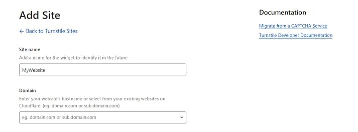 添加Cloudflare的名称和域名。