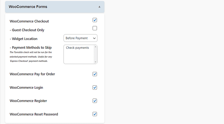 在WooCommerce表单上启用Cloudflare验证码。