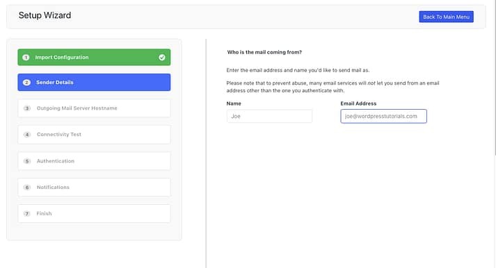SMTP设置后——第一步。