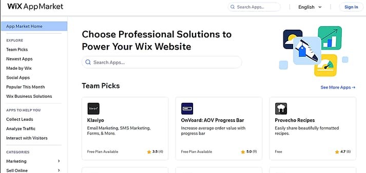 Wix应用市场