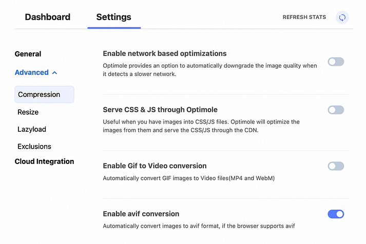 启用 Optimole 的 AVIF 转换