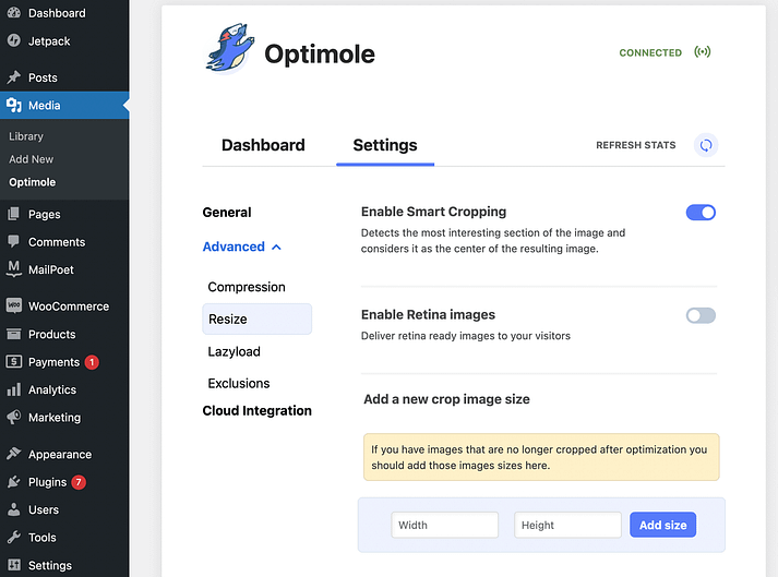 高级Optimole设置