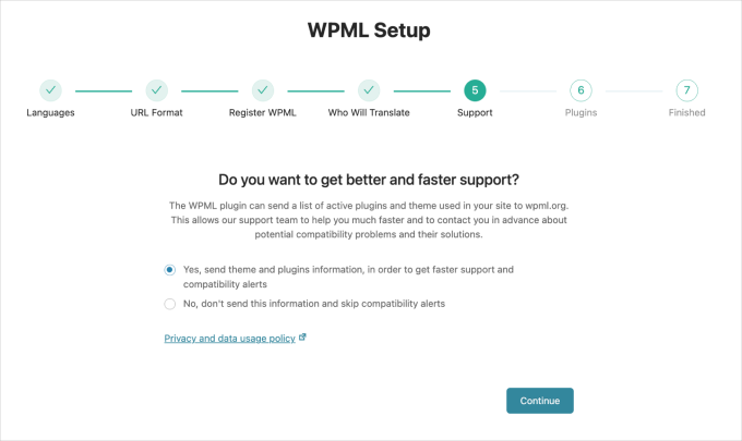 WPML设置支持页面