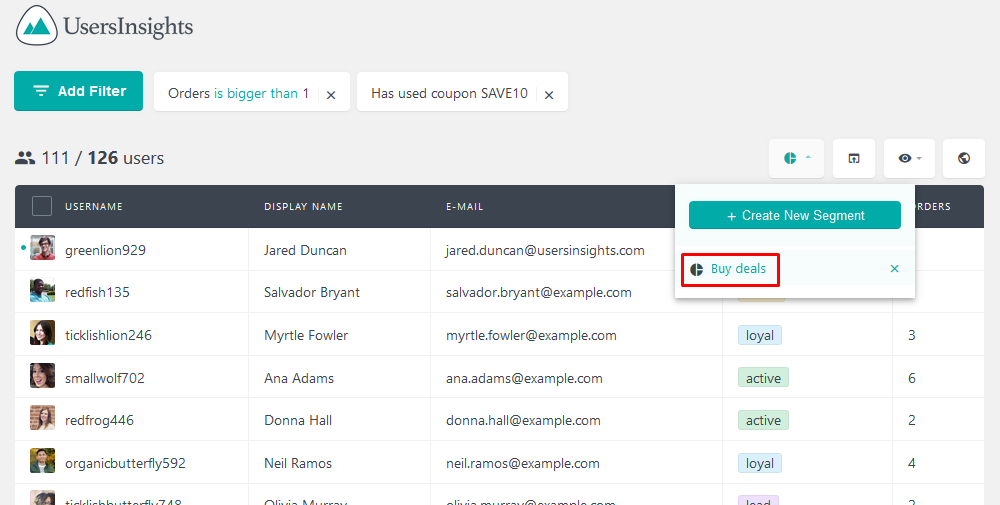 用于分组用户的客户细分