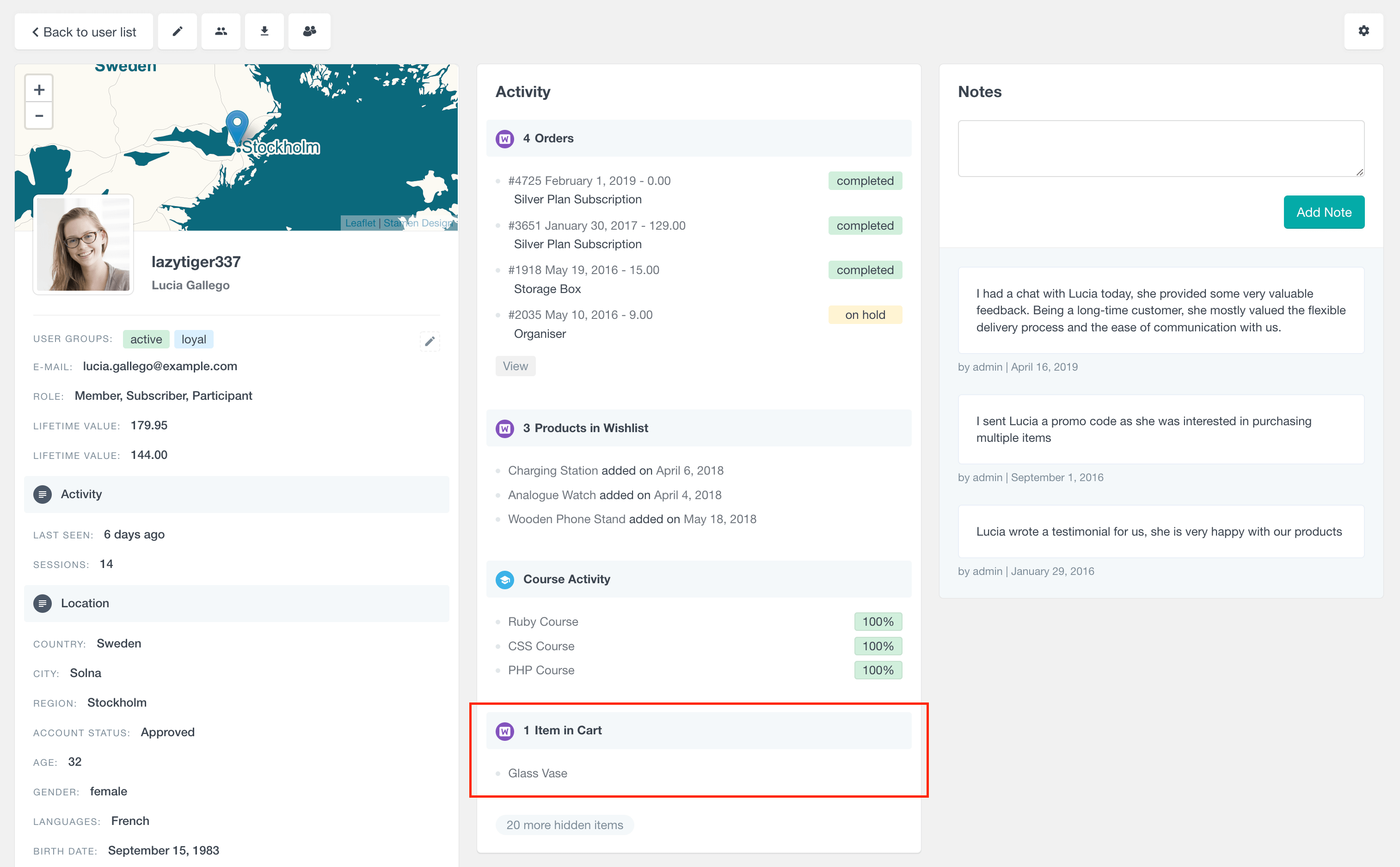 WooCommerce 查看客户购物车