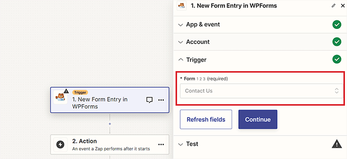 从下拉菜单中选择触发器