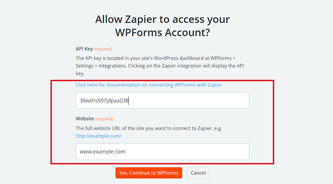 添加WPForms API密钥