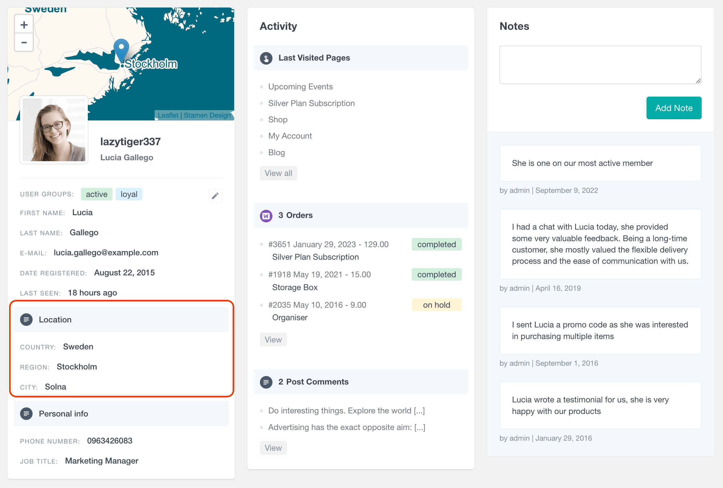 WordPress用户配置文件地理定位