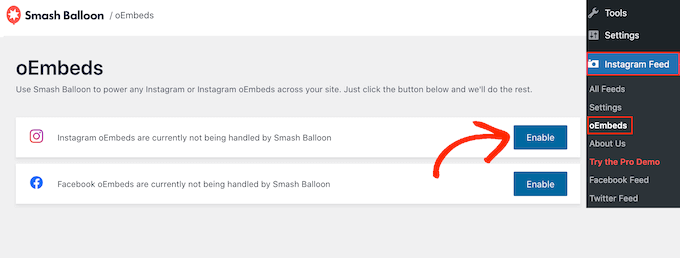 启用 Instagram 和 Facebook 的 oEmbed 功能