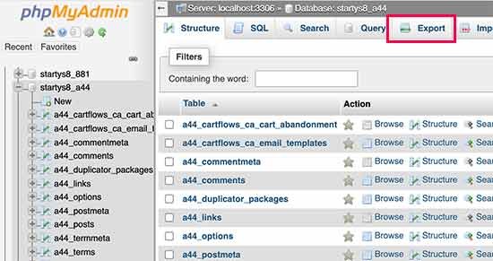 手动导出WordPress数据库